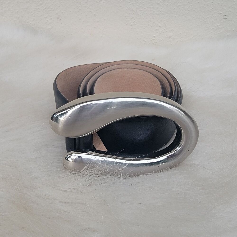 Ellen Tracy Italian Leather Large Buckle Belt Wmns Sz M
